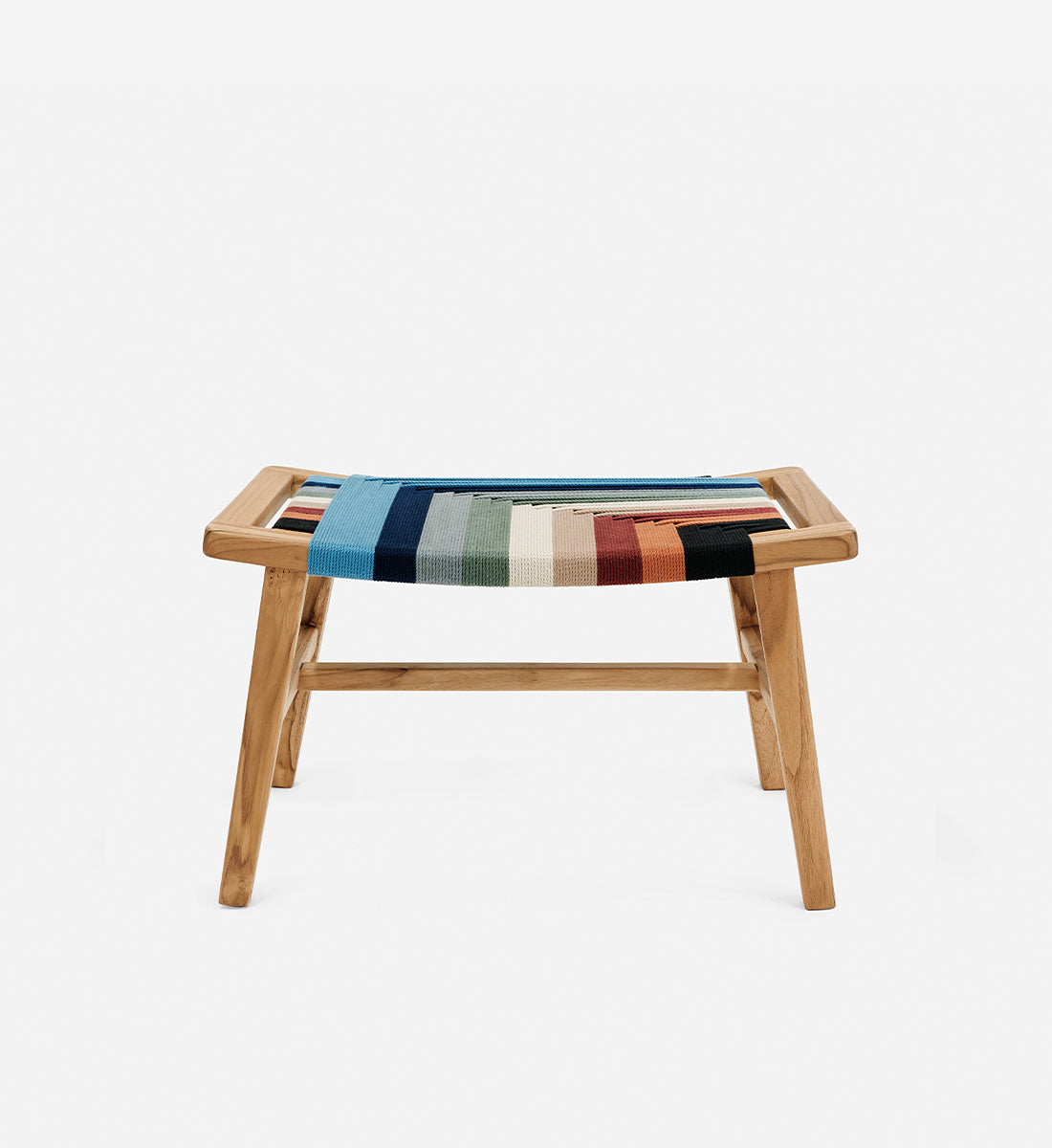 Masaya Ottoman Woven Taupe Cross Braided Cord | Forever Furniture