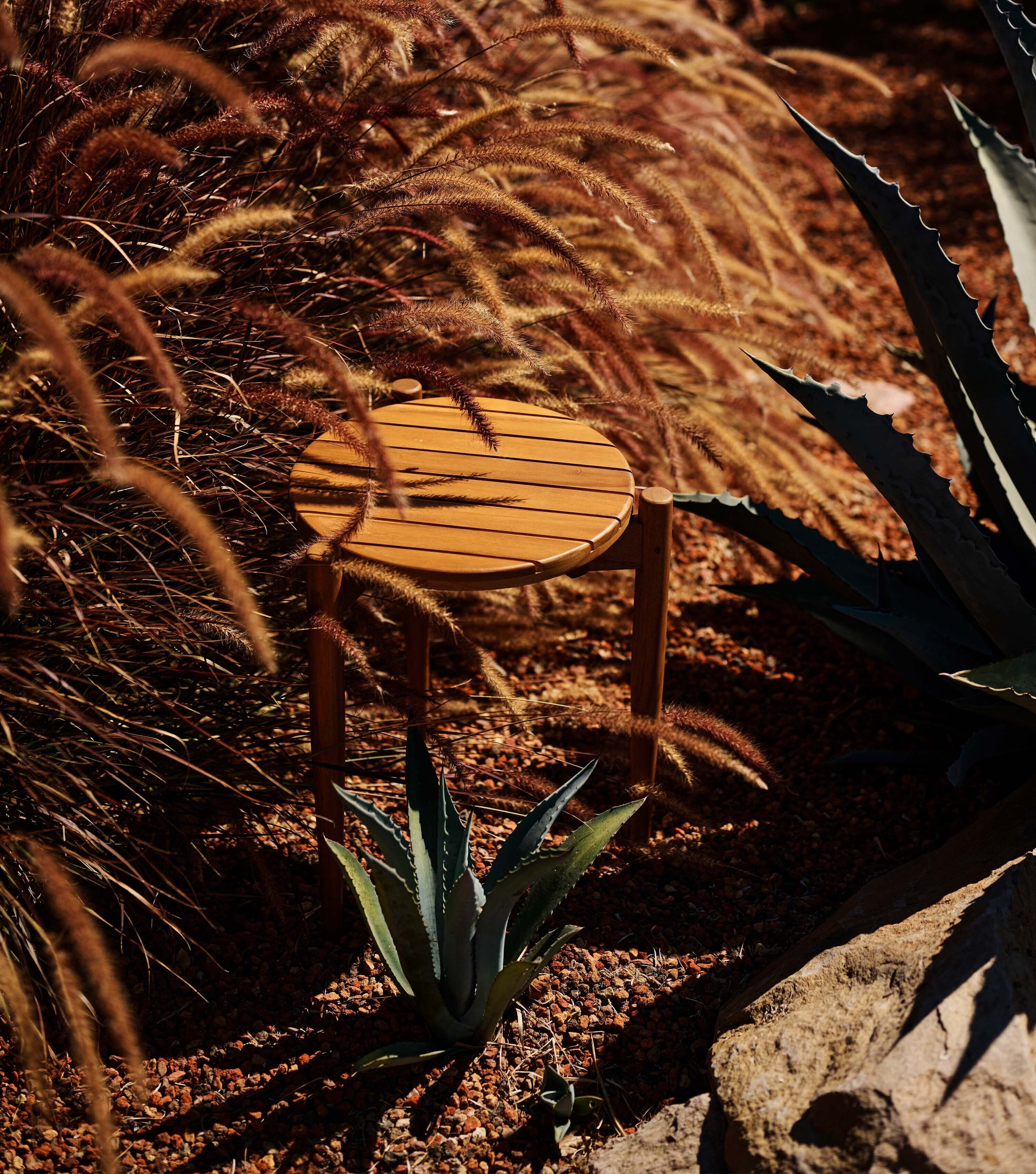 Teak side table for outdoors 